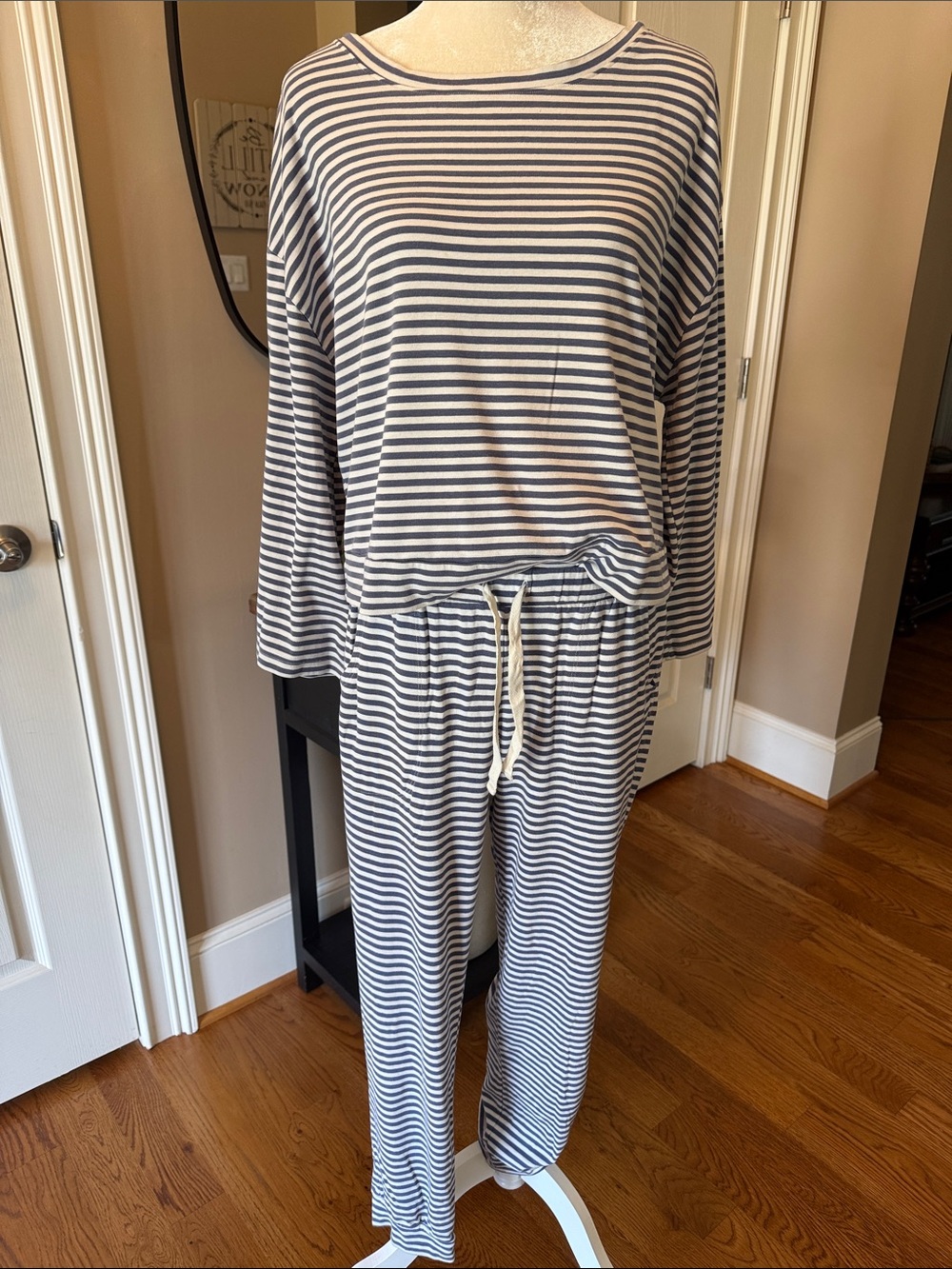 Eberjey Striped Lounge Set Pajama Set Medium Blue White Modal Blend